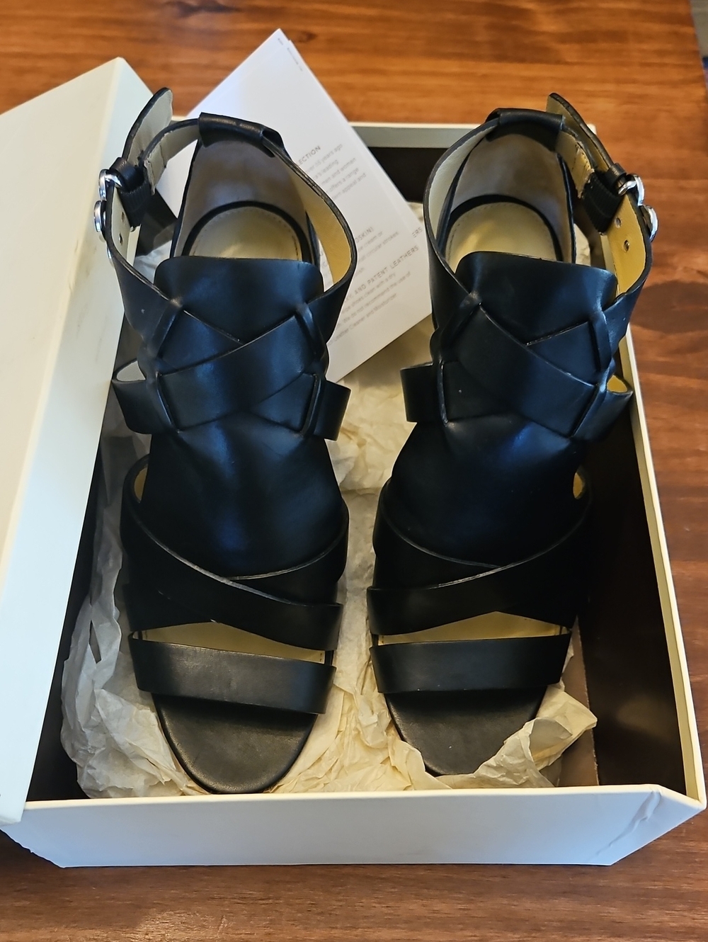 Coach Black Woven Leather Strappy Heels